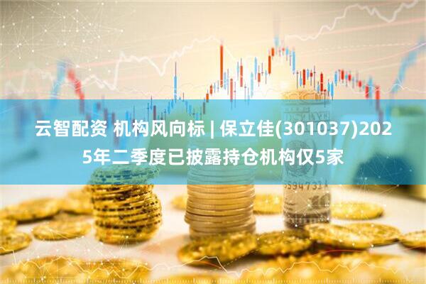 云智配资 机构风向标 | 保立佳(301037)2025年二季度已披露持仓机构仅5家